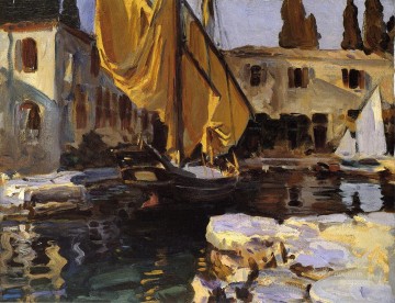  Sargent Canvas - Boat with The Golden Sail San Vigilio John Singer Sargent
